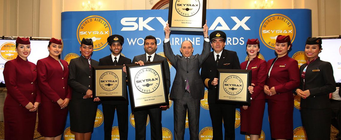 A Qatar Airways recebeu quatro prêmios de prestígio no 2018 Skytrax World Airline Awards