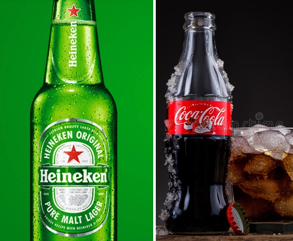 Brindando com Heineken e Coca-Cola
