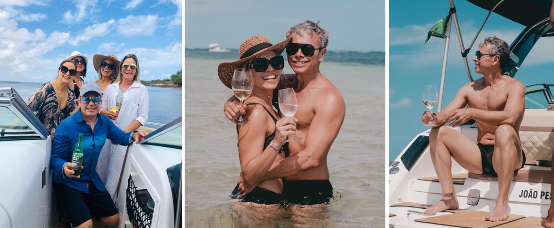 O médico Valério Vasconcelos reuniu amigos com passeio de barco para festejar os últimos dias de 2019