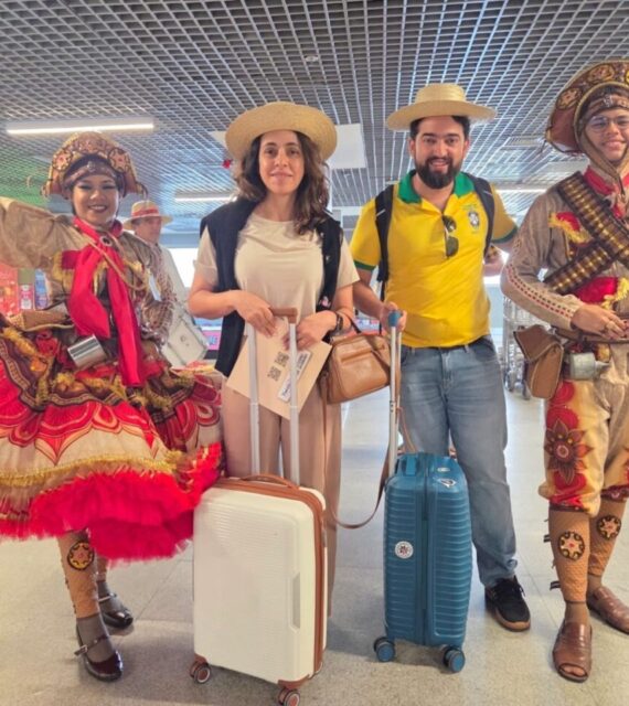 Recepção junina no aeroporto